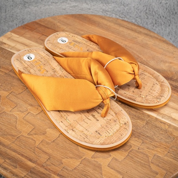 Kork-Ease Shoes - KORKS Women's Thong Slide Sandals Poppy Yellow Satin Size 6